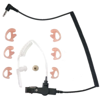 Acoustic tube earphone set lock type with 30 cm coiled cable and 3.5 mm jack angled