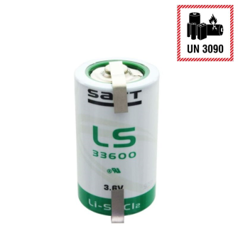 SAFT LS33600 Mono D 3.6V 17Ah Lithium mit U-L&#246;tfahne