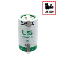 SAFT LS33600 Mono D 3.6V 17Ah Lithium with U solder tails
